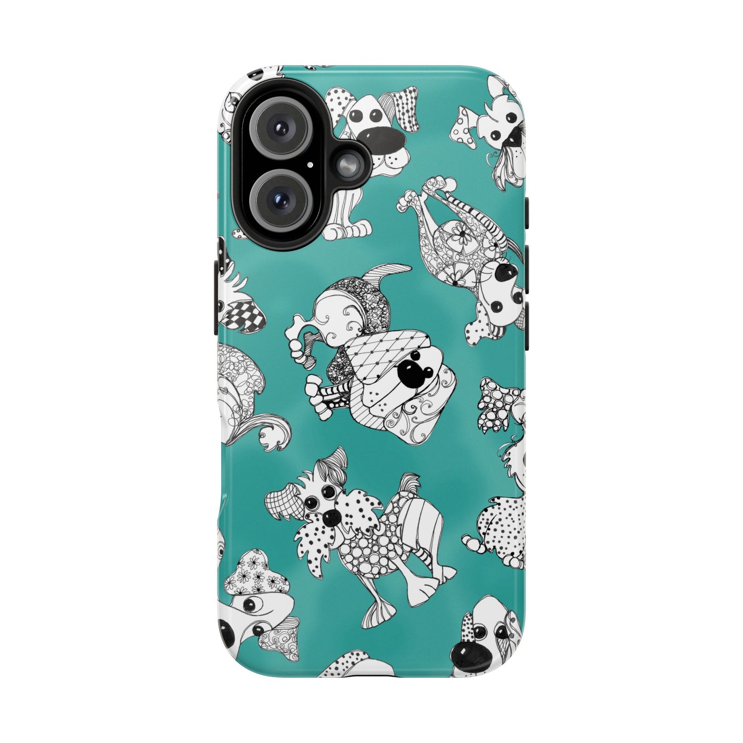 Doodle Dogs Turquoise Phone Case