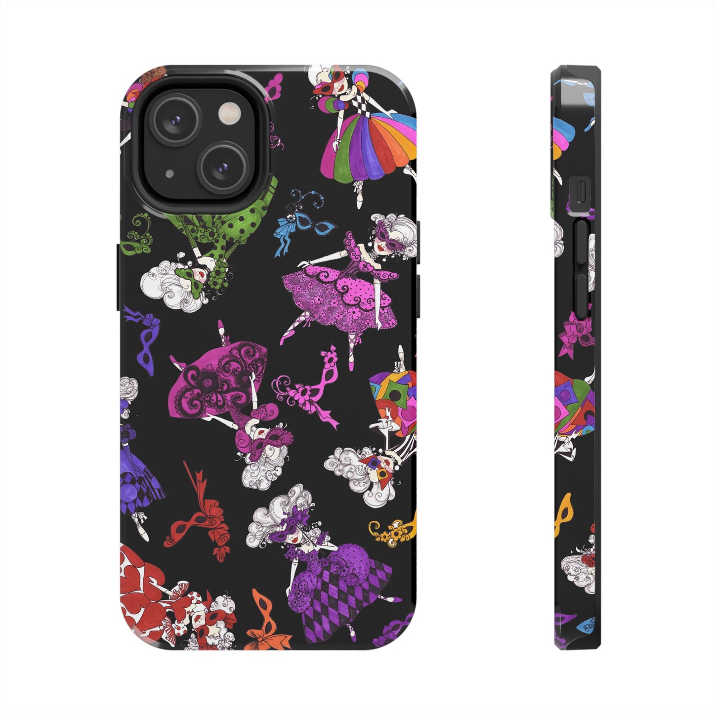 Tossed Masquerade Ladies Black Phone Case
