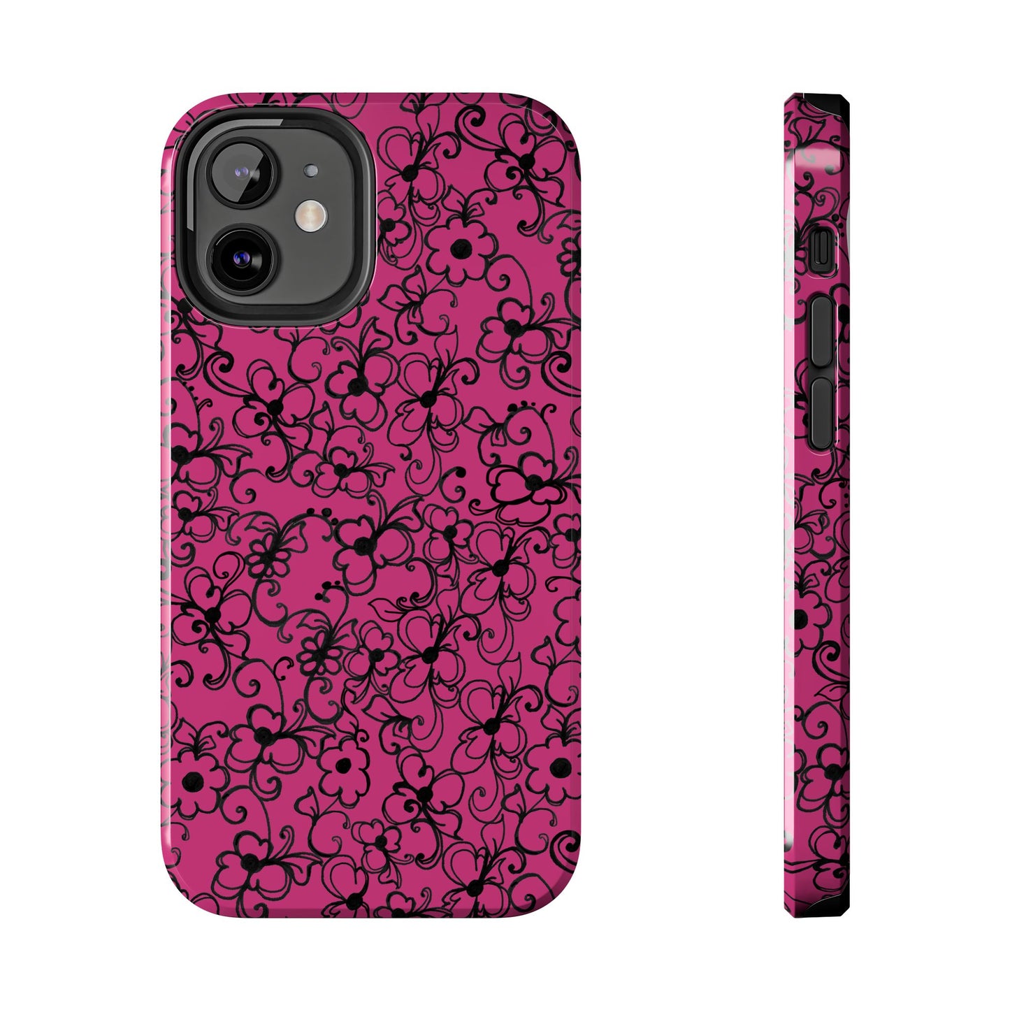 Daisy Jungle Pink / Black Phone Case