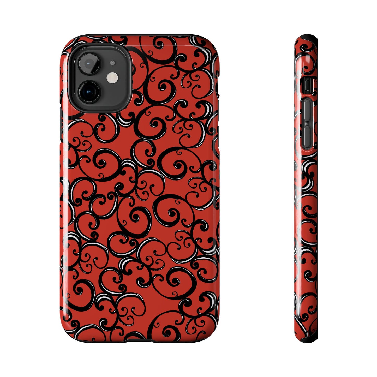Curls Red / Black Phone Case