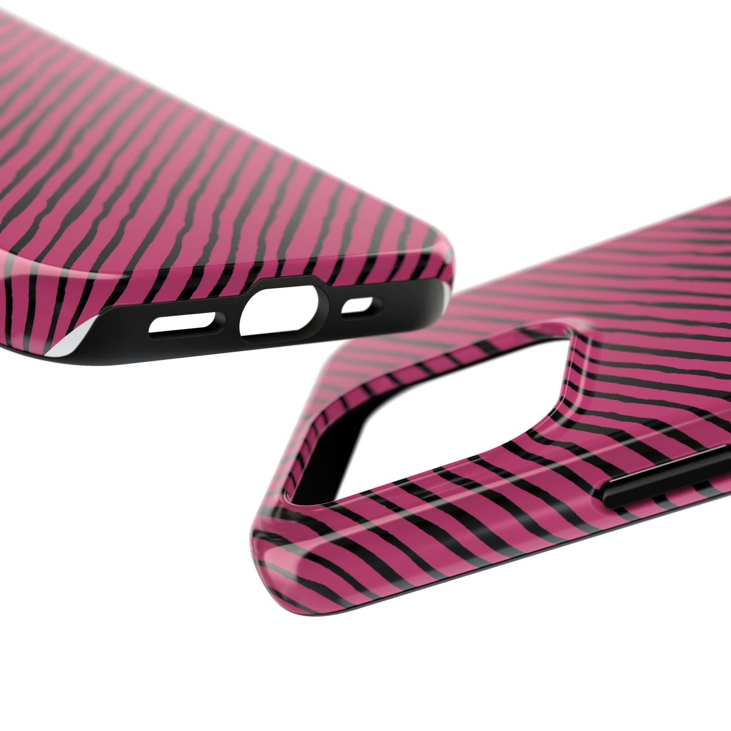 Quirky Bias Stripe Magenta / Black Phone Case