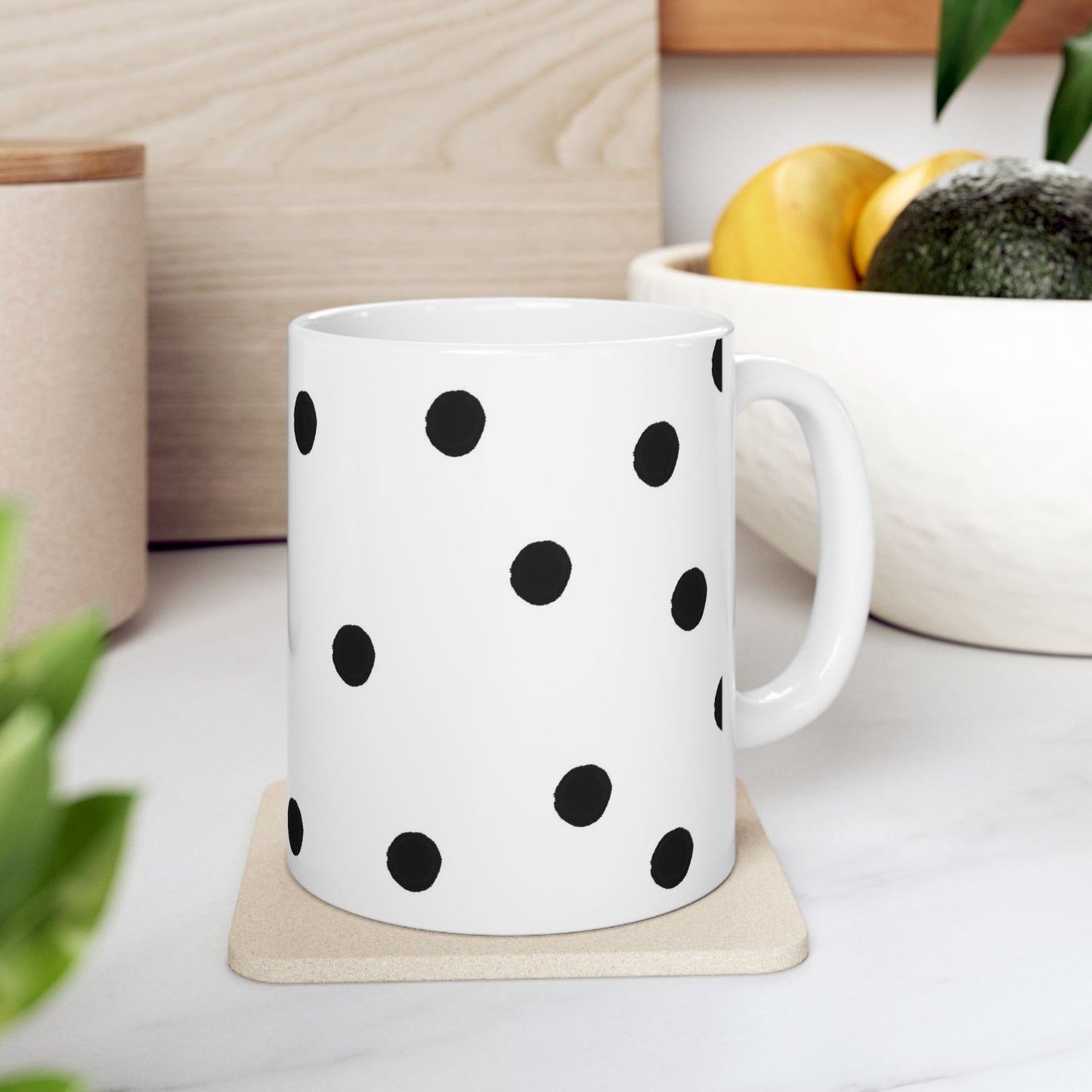 Space Dots White / Black Cup