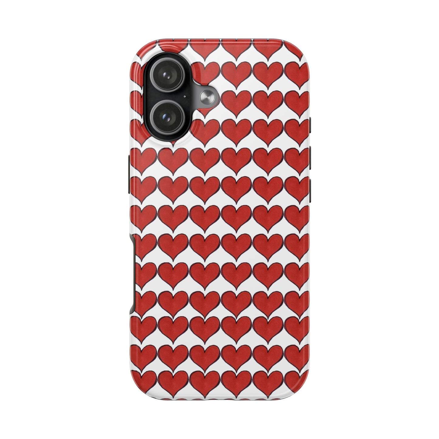Heartbeats White / Red Phone Case