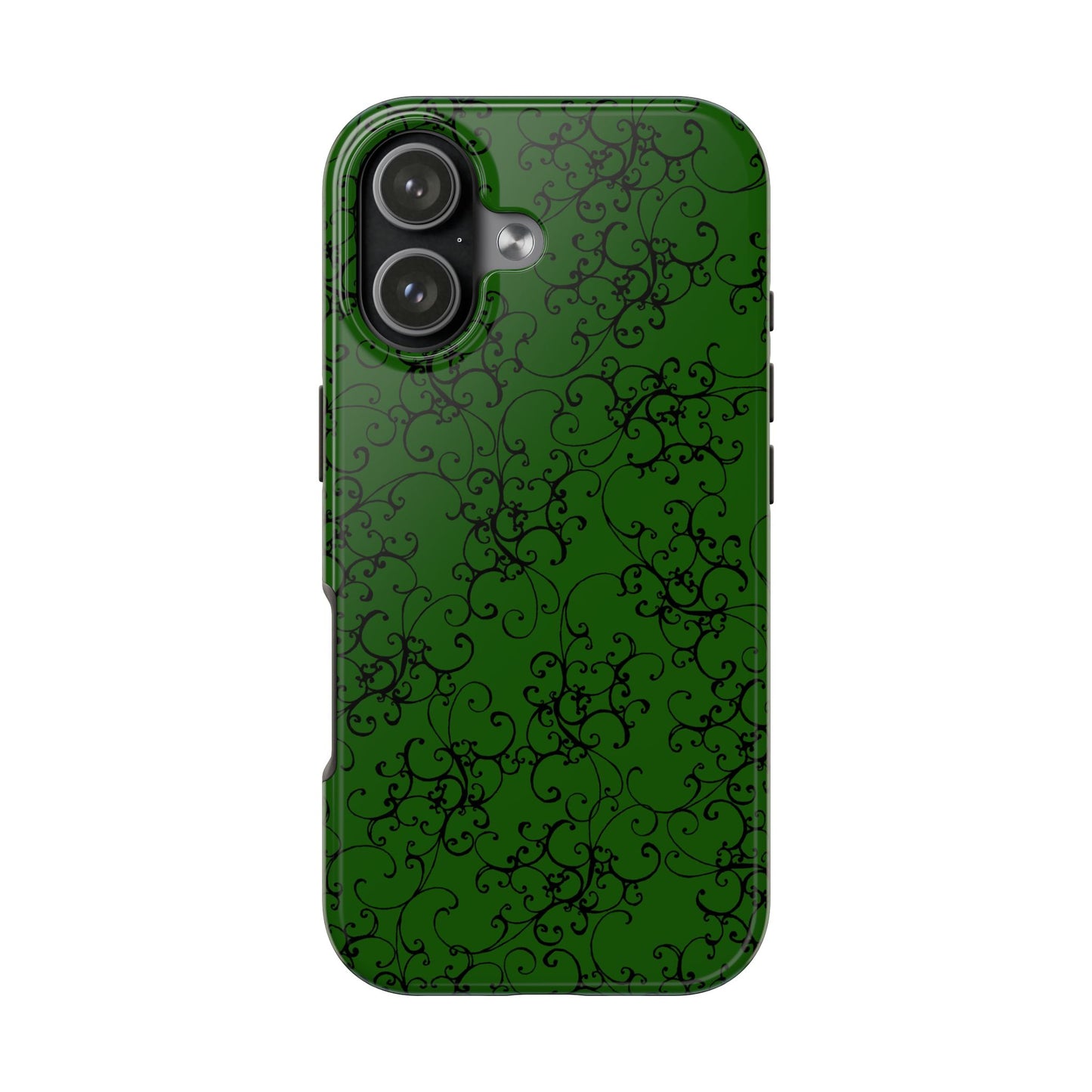 Elegant Scroll Dark Green / Black Phone Case