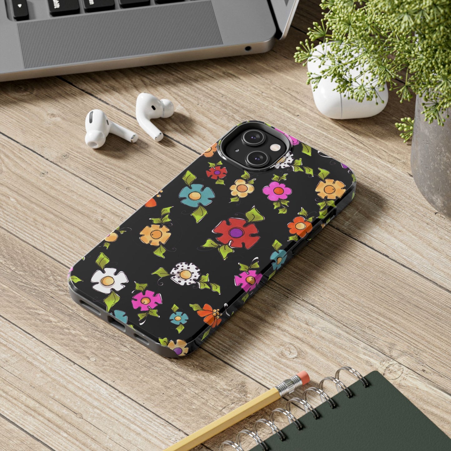 Dog Blooms Black Phone Case
