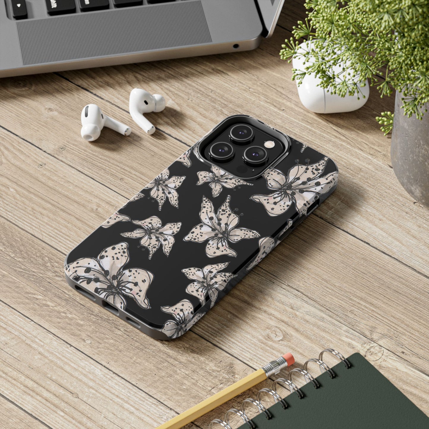 Spotted Lilies Black Phone Case