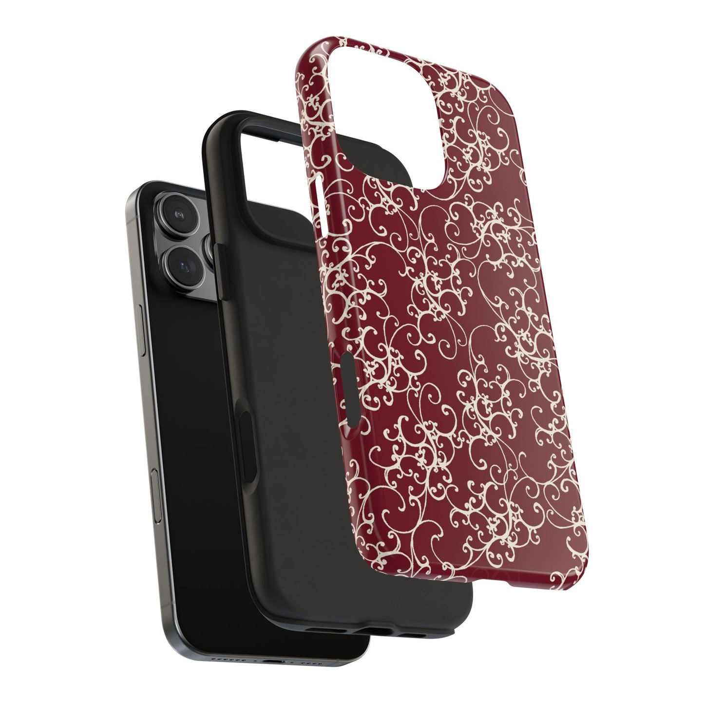 Elegant Scroll Red / Ivory Phone Case
