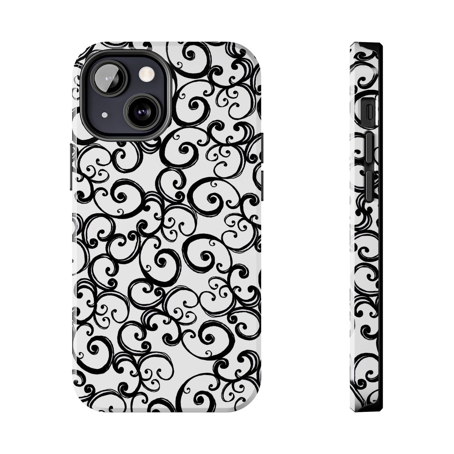 Curls White / Black Phone Case