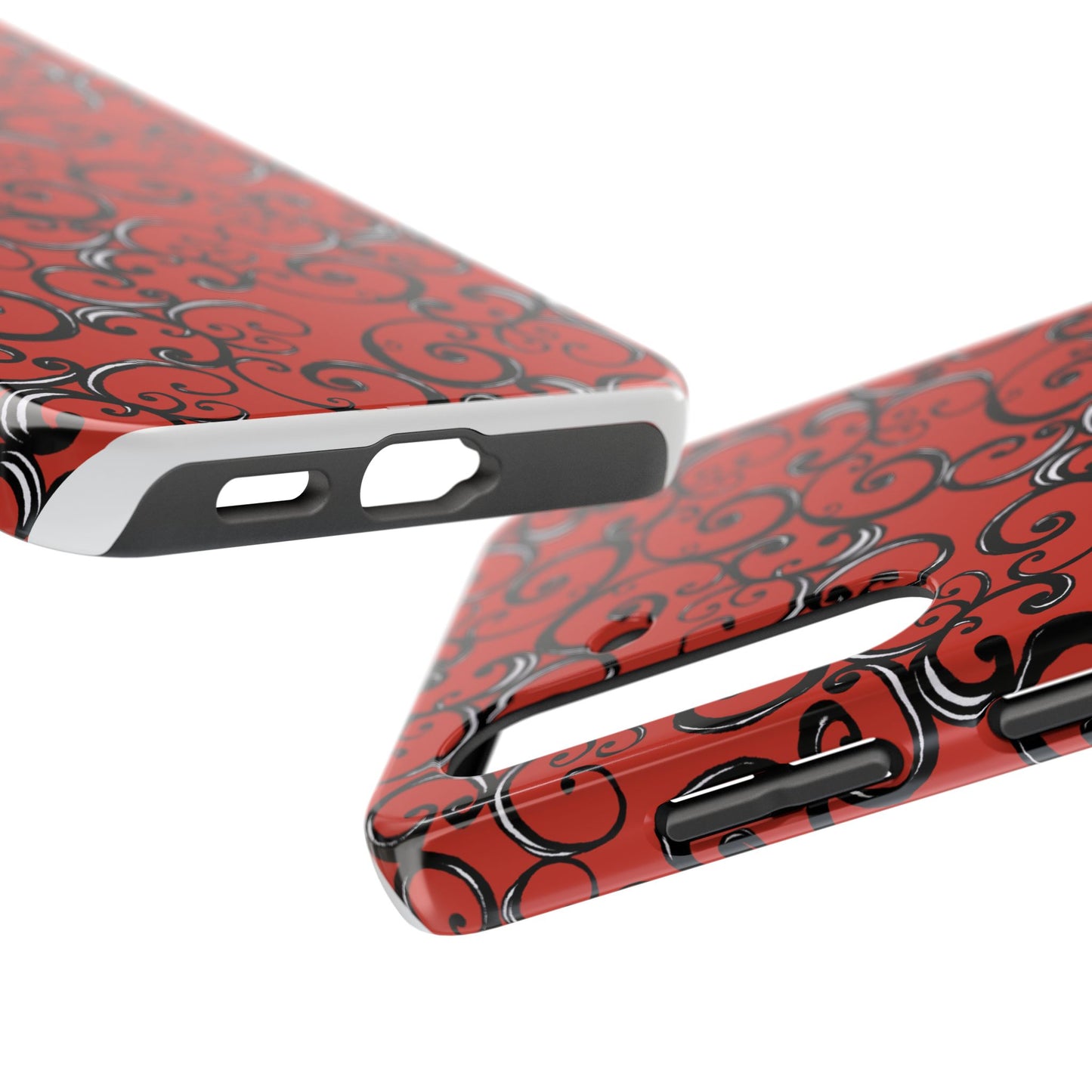 Curls Red / Black Phone Case