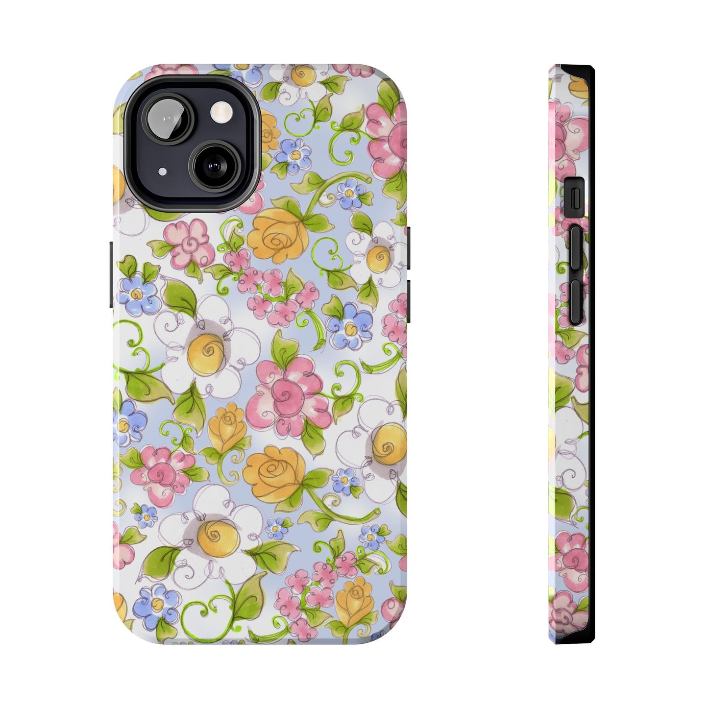 Flower Frolic Blue Phone Case