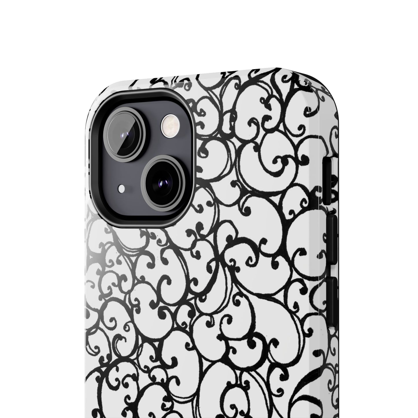 Scrollie White / Black Phone Case