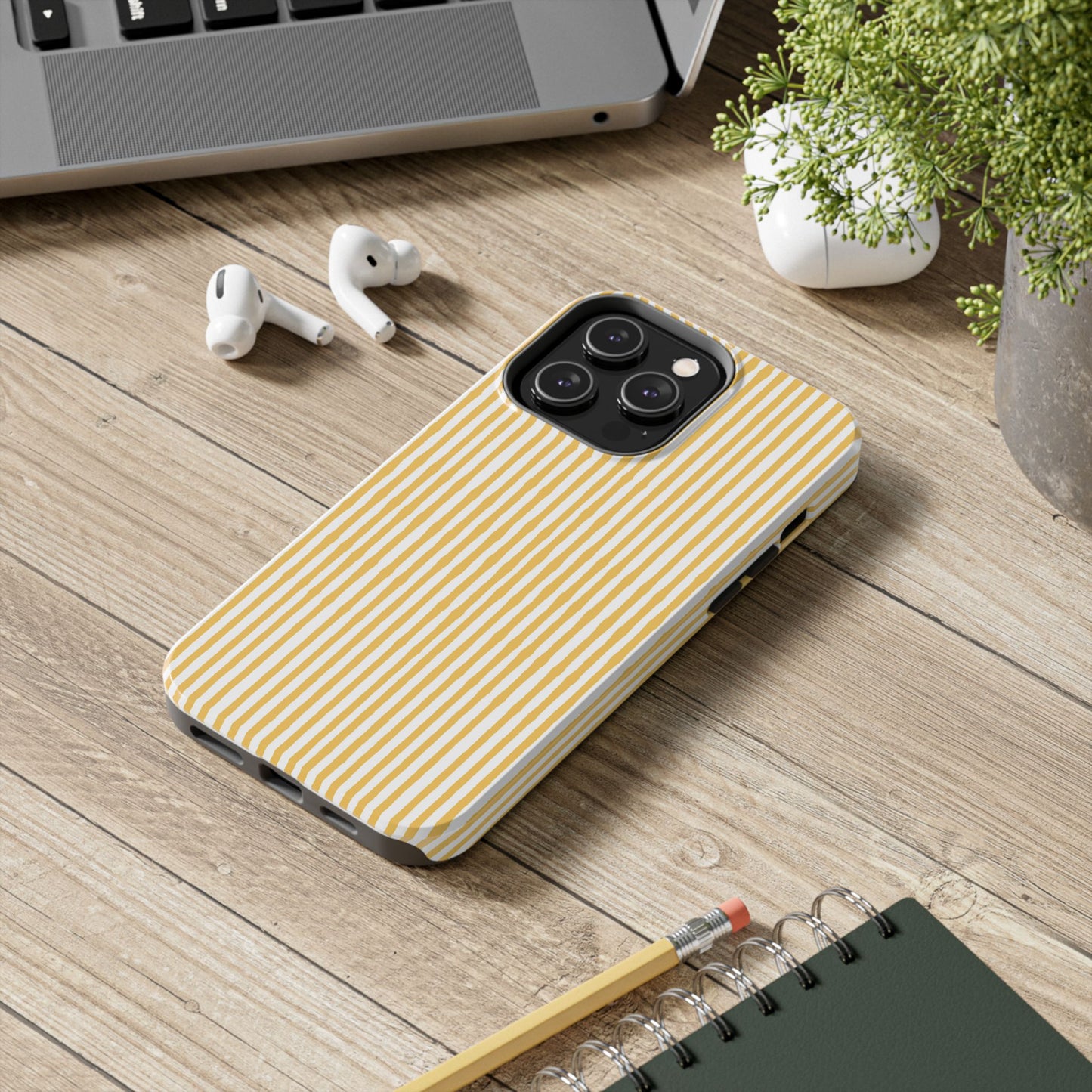 Lazy Stripe Yellow / White Phone Case