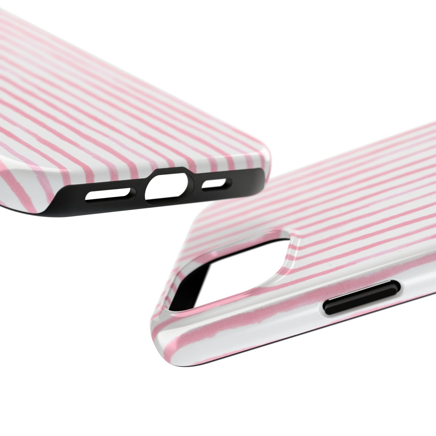 Happy Stripe White / Pink Phone Case