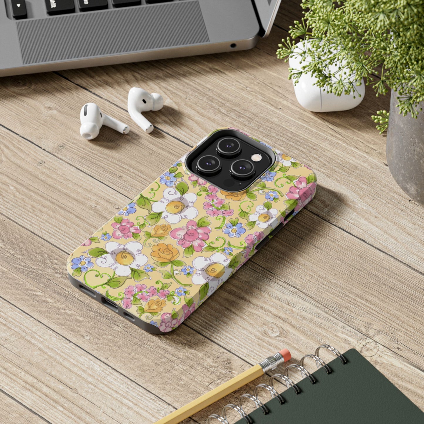 Flower Frolic Yellow Phone Case