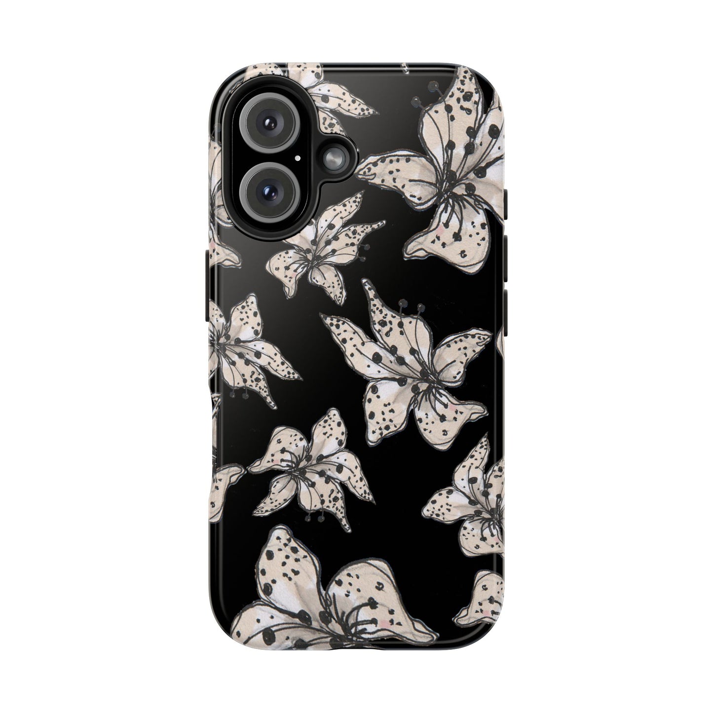 Spotted Lilies Black Phone Case