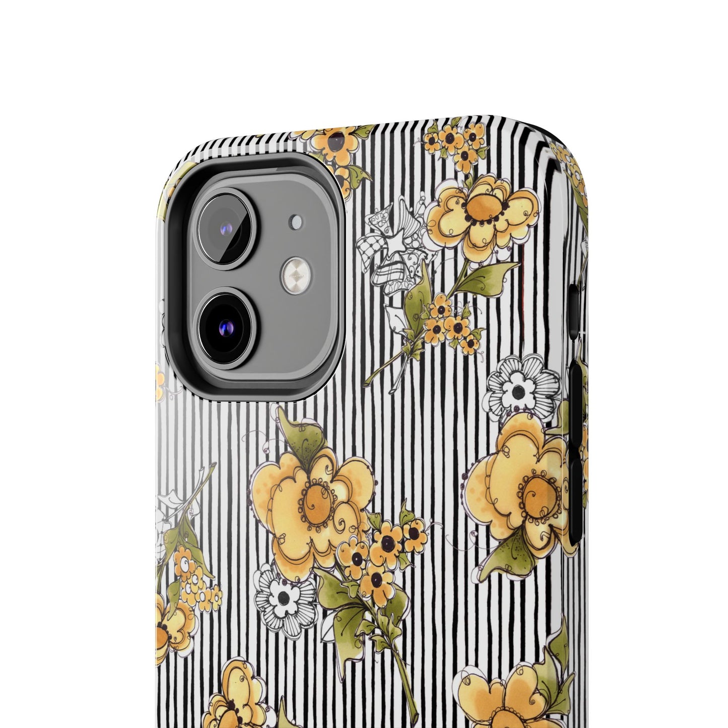 Bee Floral White / Black Phone Case