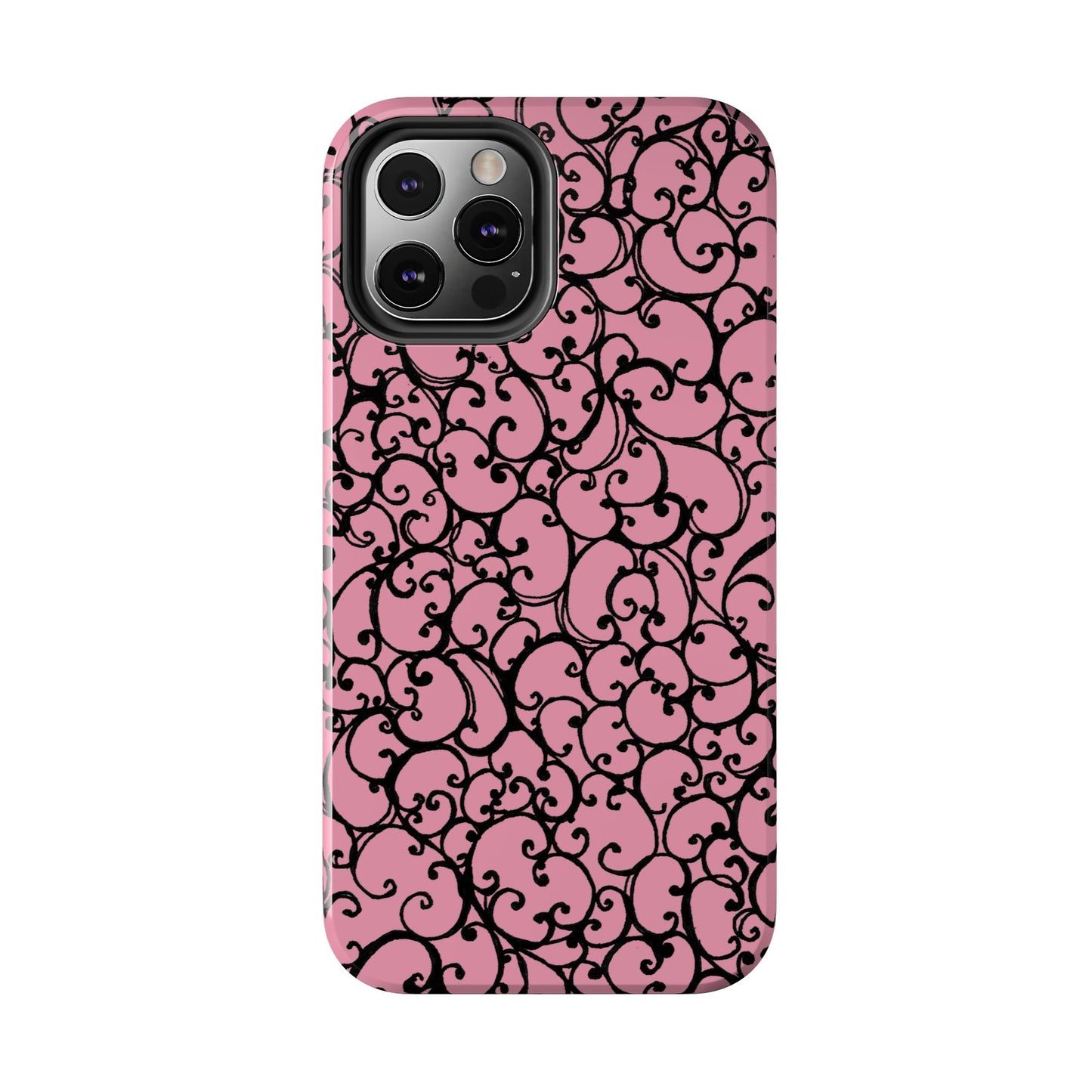 Scrollie Pink / Black Phone Case