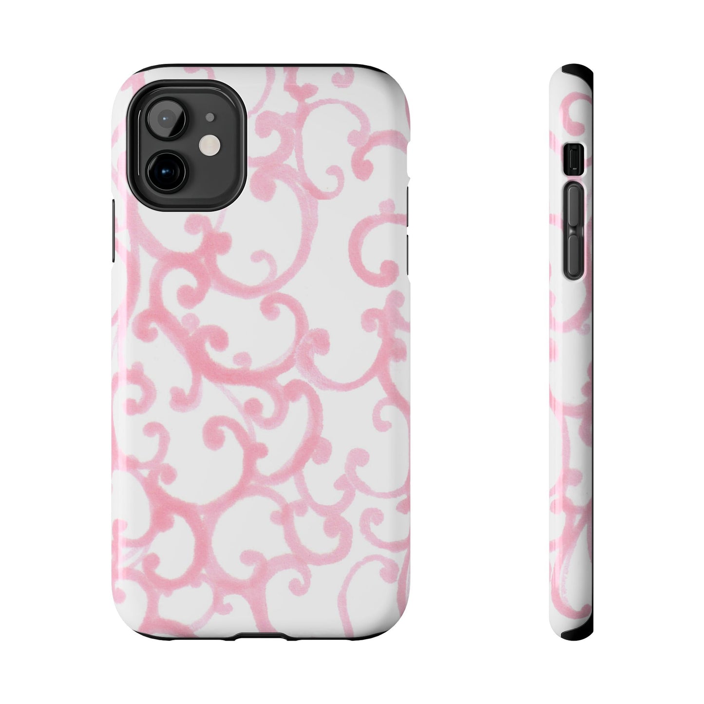 Scrollie White / Pink Phone Case