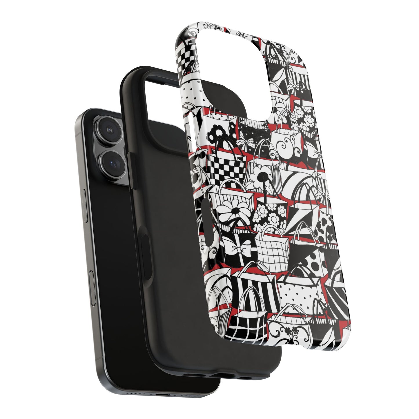 Totally Black, White & Red Phone Case