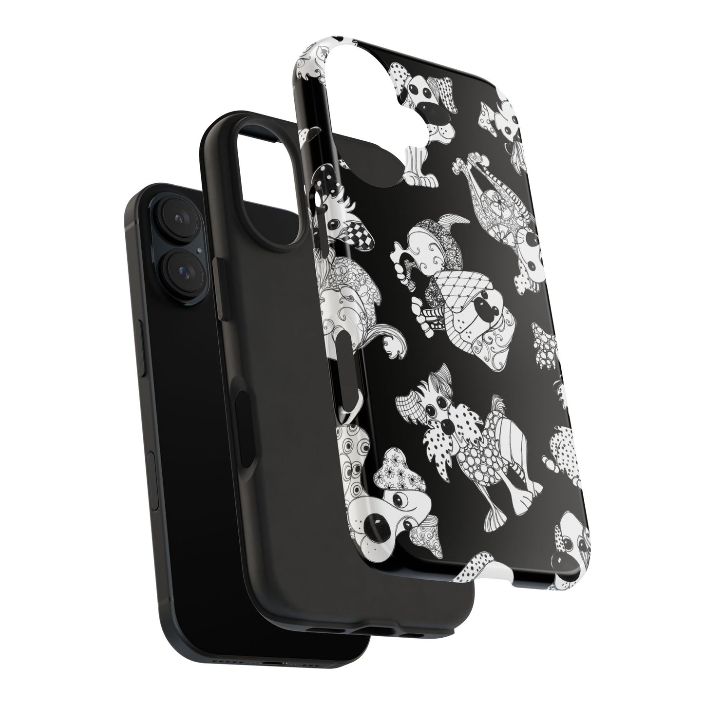 Doodle Dogs Black Phone Case