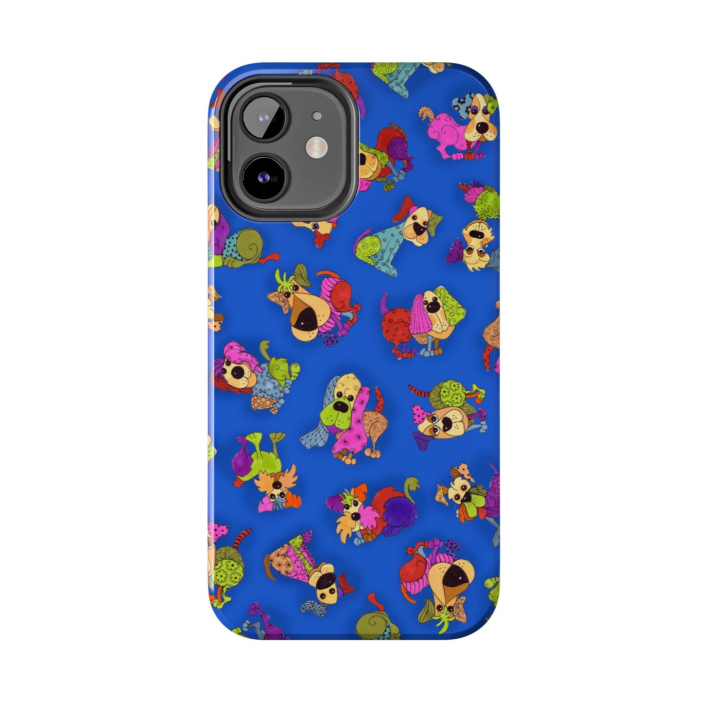 Tossed Happy Dogs Blue Phone Case