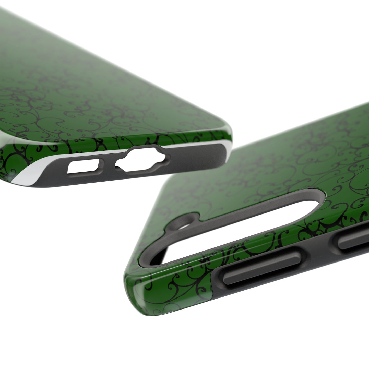 Elegant Scroll Dark Green / Black Phone Case