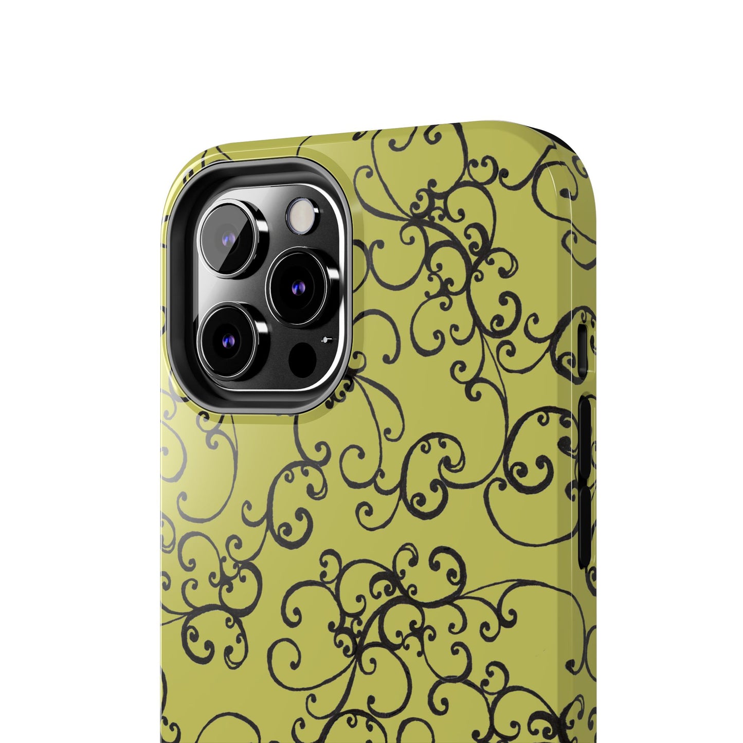 Elegant Scroll Green / Black Phone Case