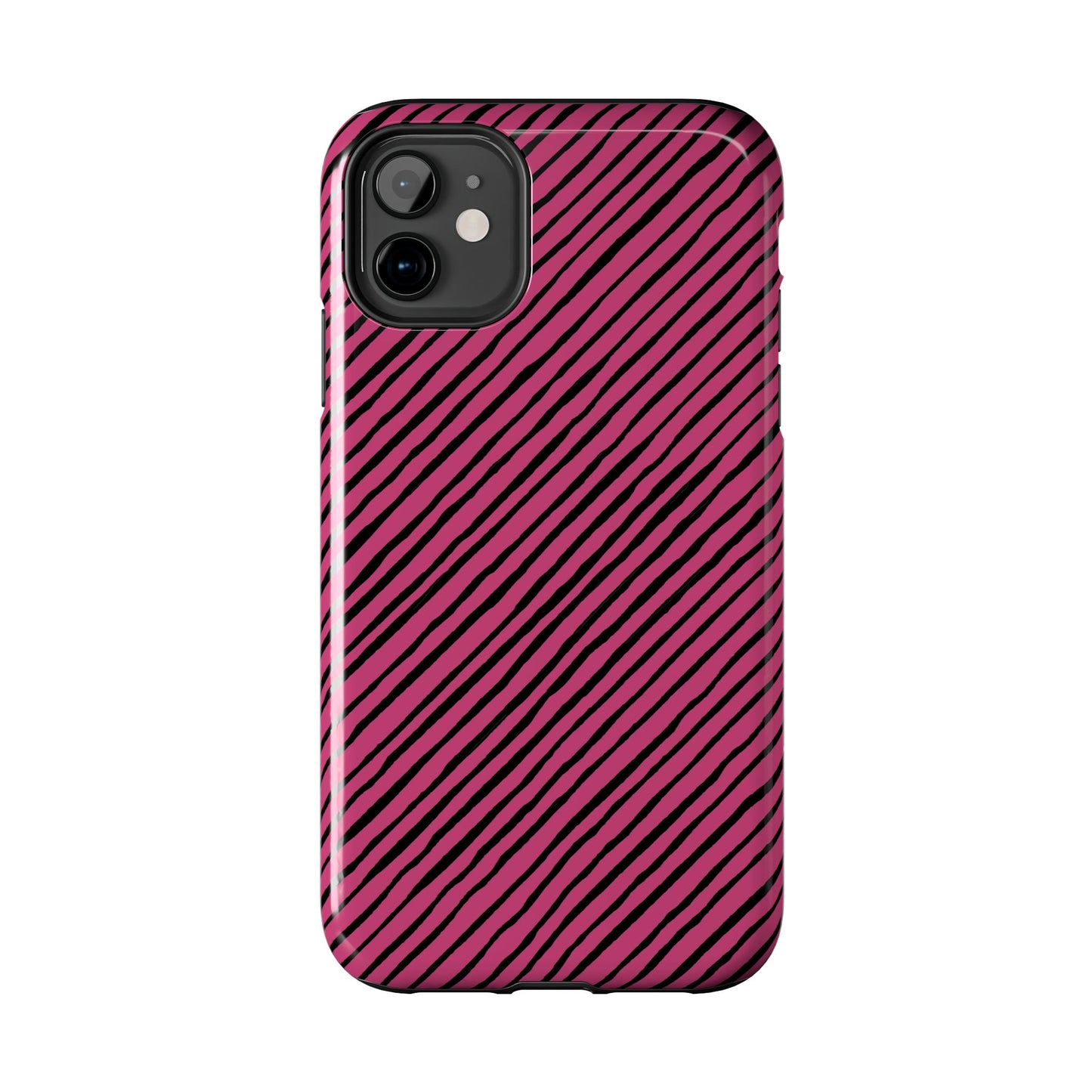 Quirky Bias Stripe Magenta / Black Phone Case