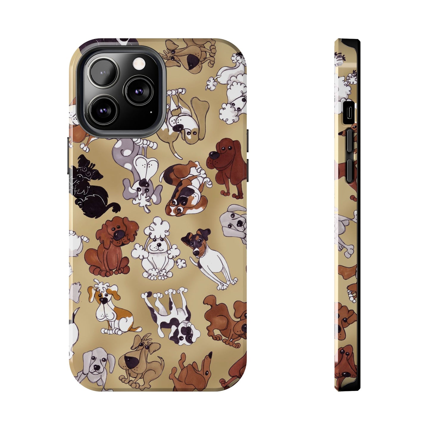 Tossed Doggies Tan Phone Case