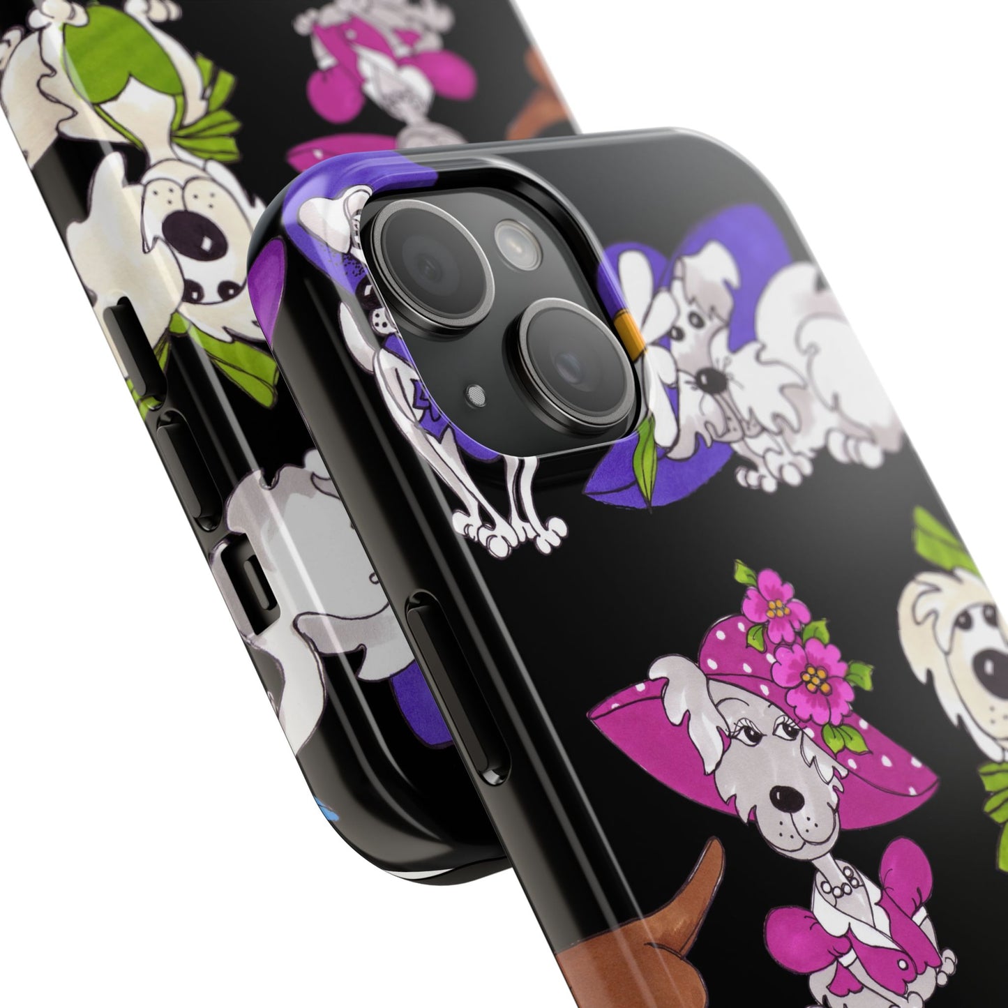 Fancy Dog Line Up Black Phone Case