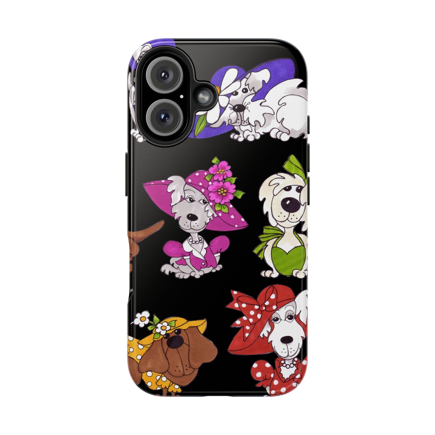 Fancy Dog Line Up Black Phone Case