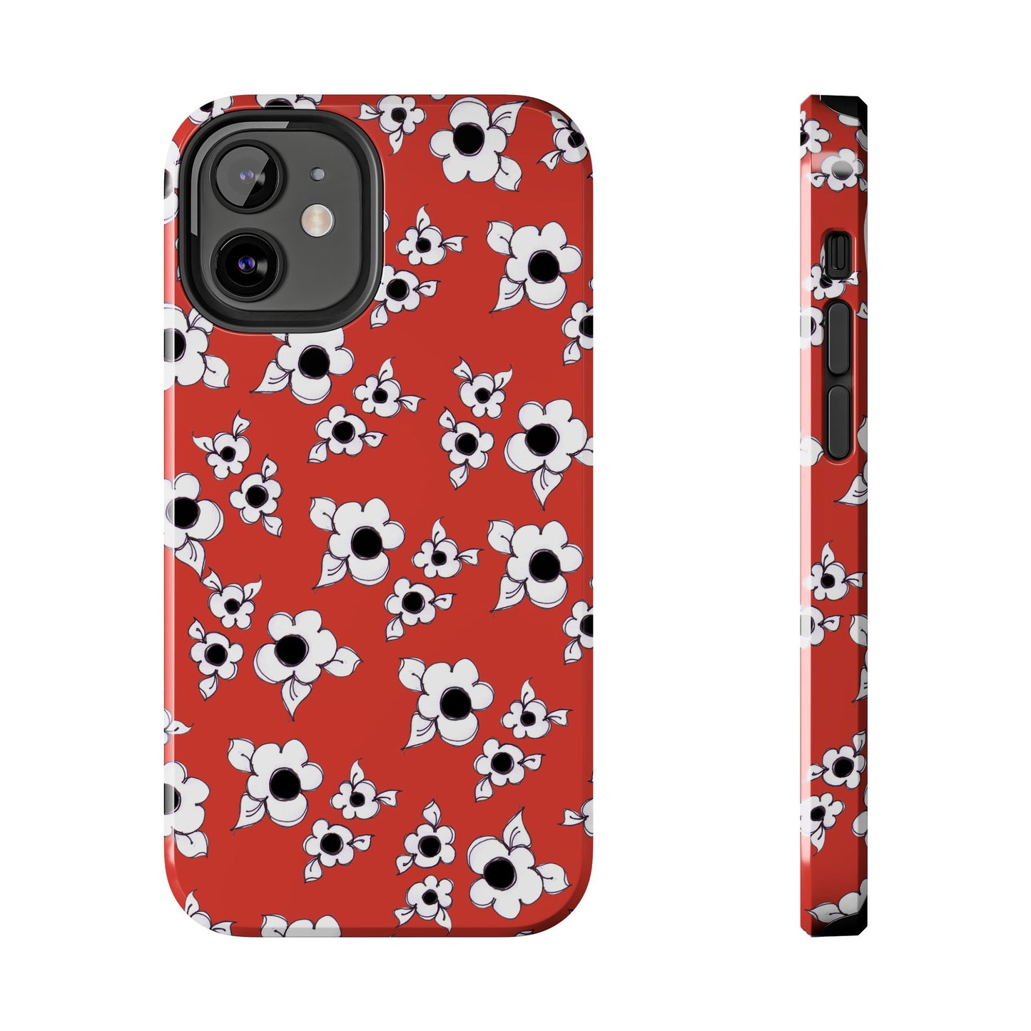 Daisy Cluster Red / Black Phone Case