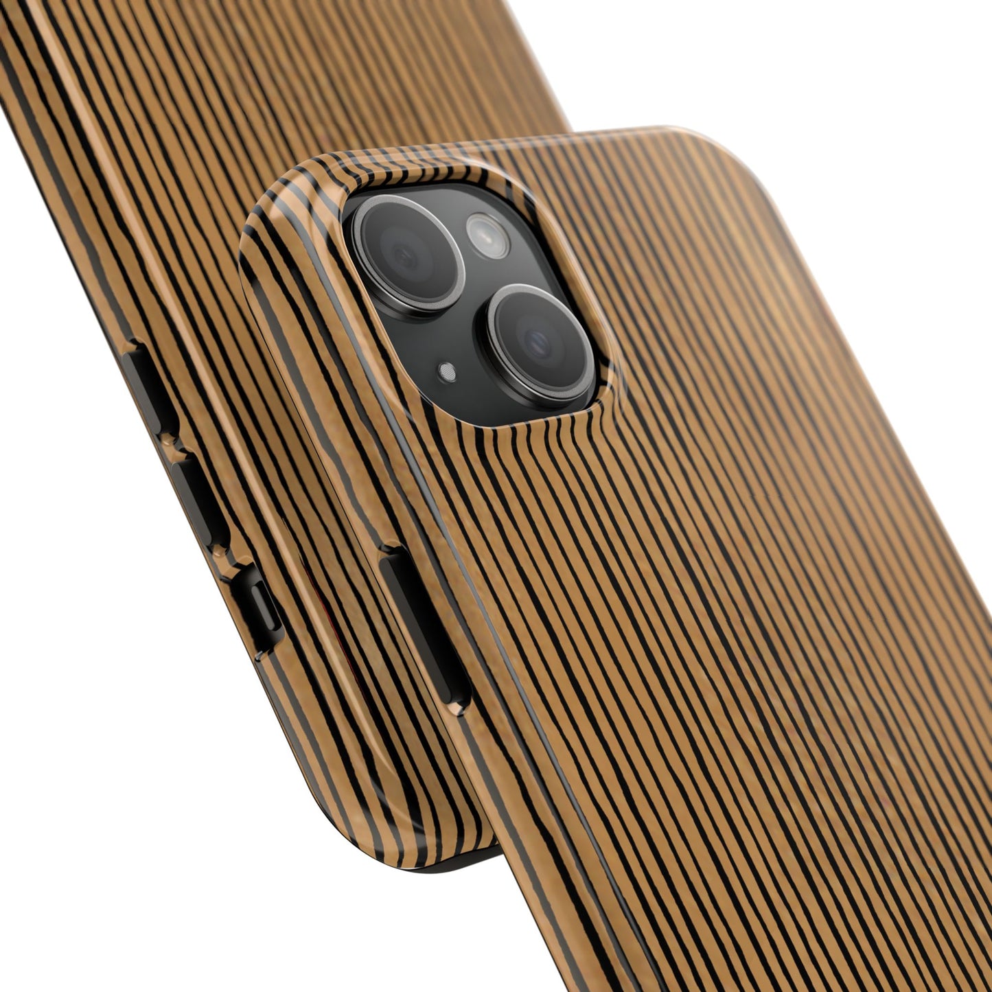 Quirky Pin Stripe Tan / Black Phone Case
