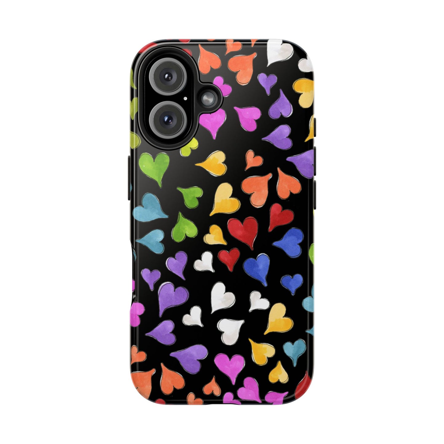 Happy Hearts Black Phone Case