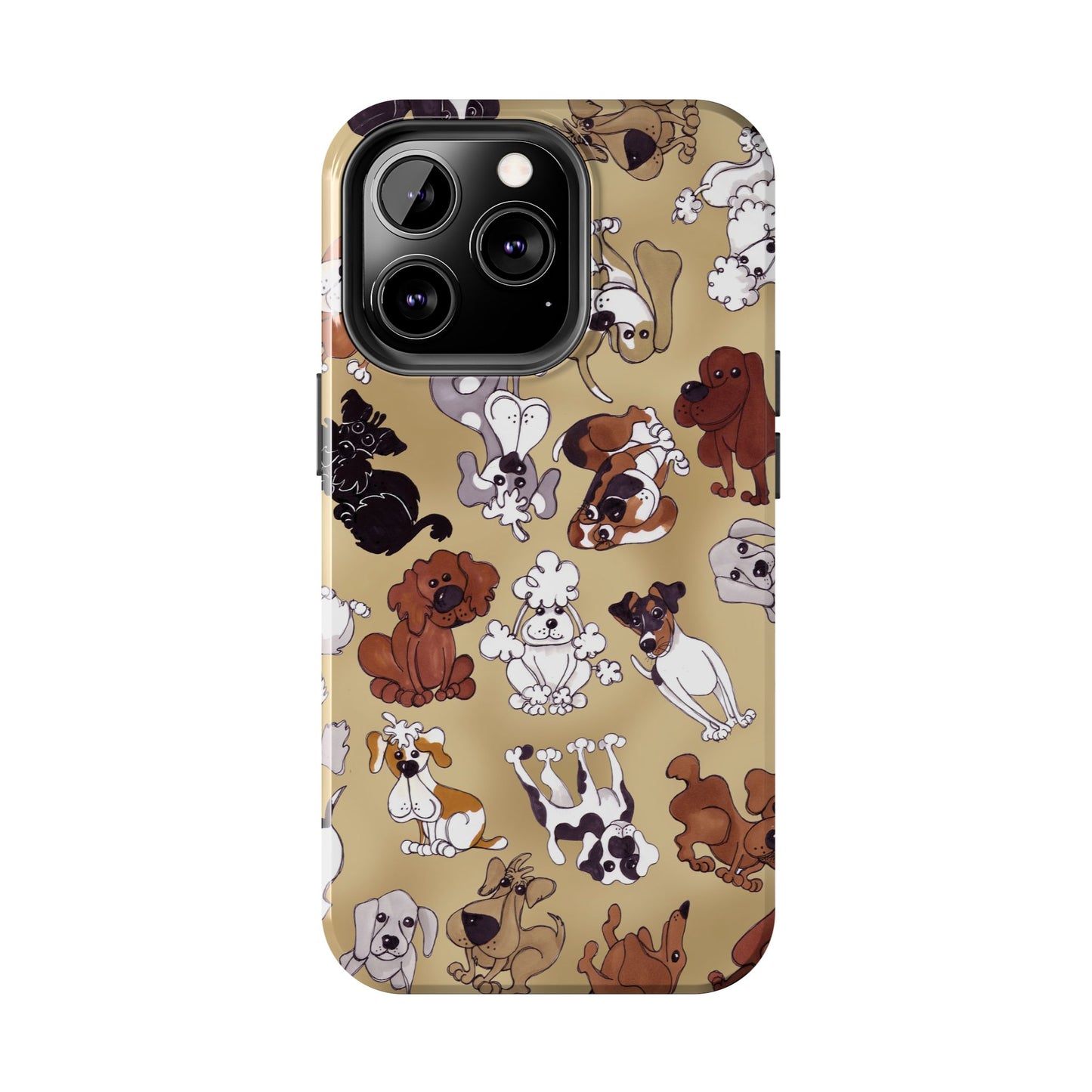 Tossed Doggies Tan Phone Case