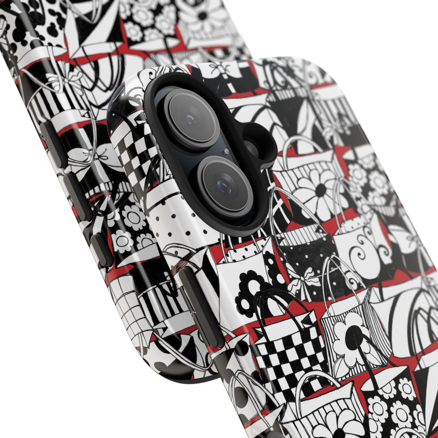 Totally Black, White & Red Phone Case