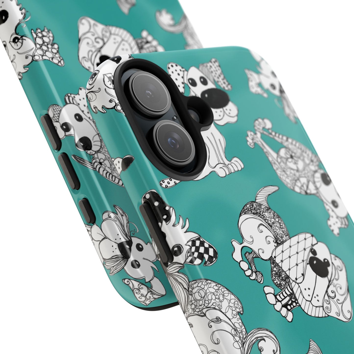 Doodle Dogs Turquoise Phone Case