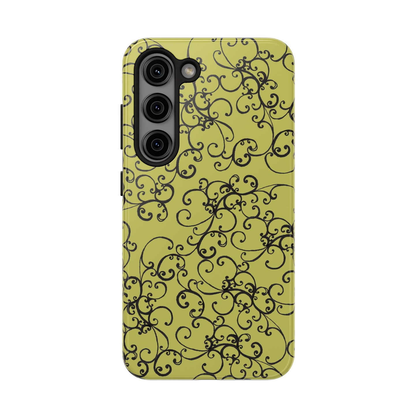 Elegant Scroll Green / Black Phone Case
