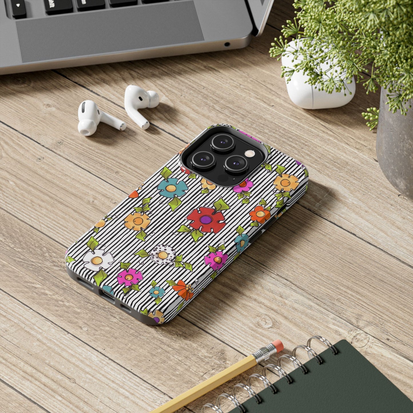 Dog Blooms White / Black Phone Case