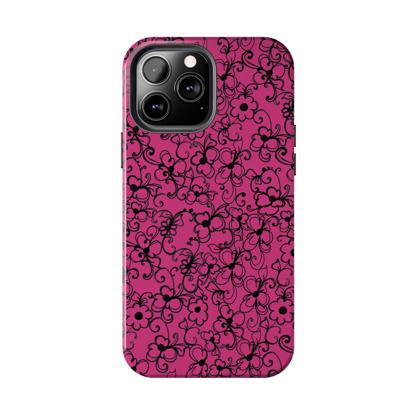 Daisy Jungle Pink / Black Phone Case