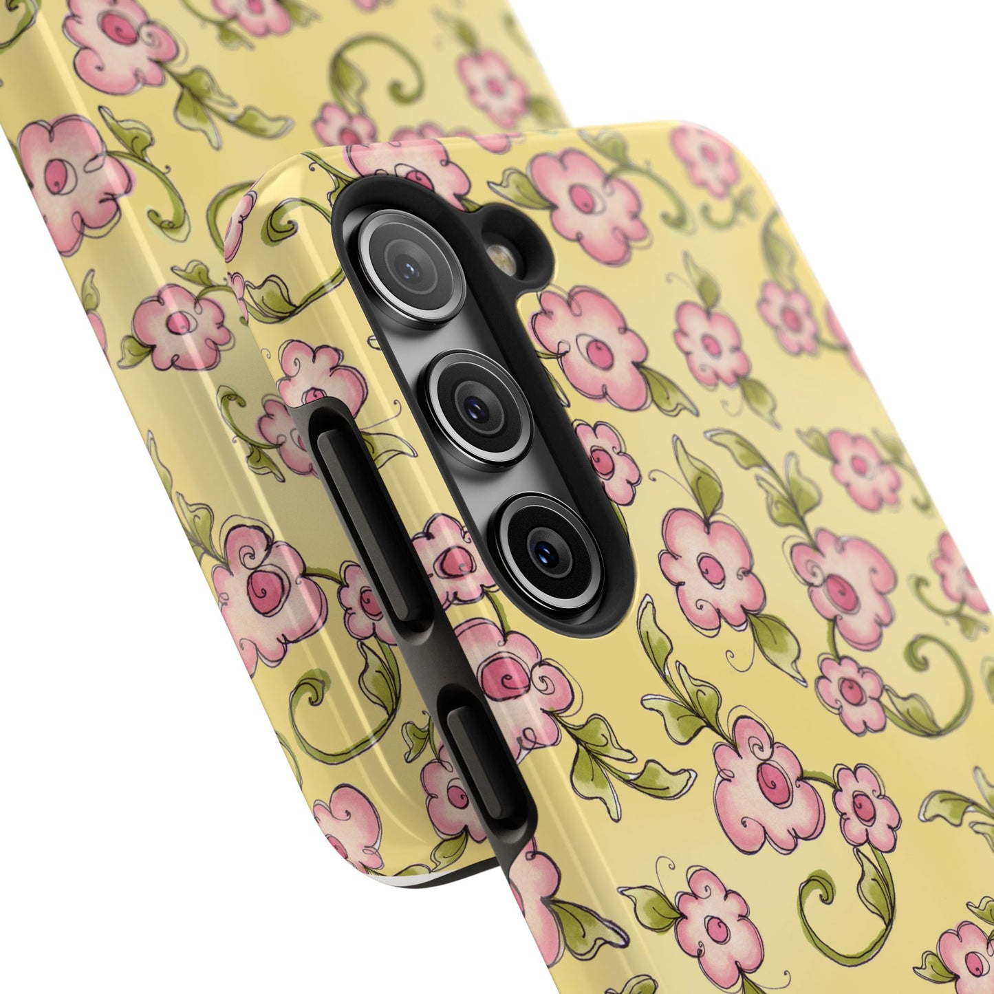 Scroll Daisies Yellow / Peach Phone Case