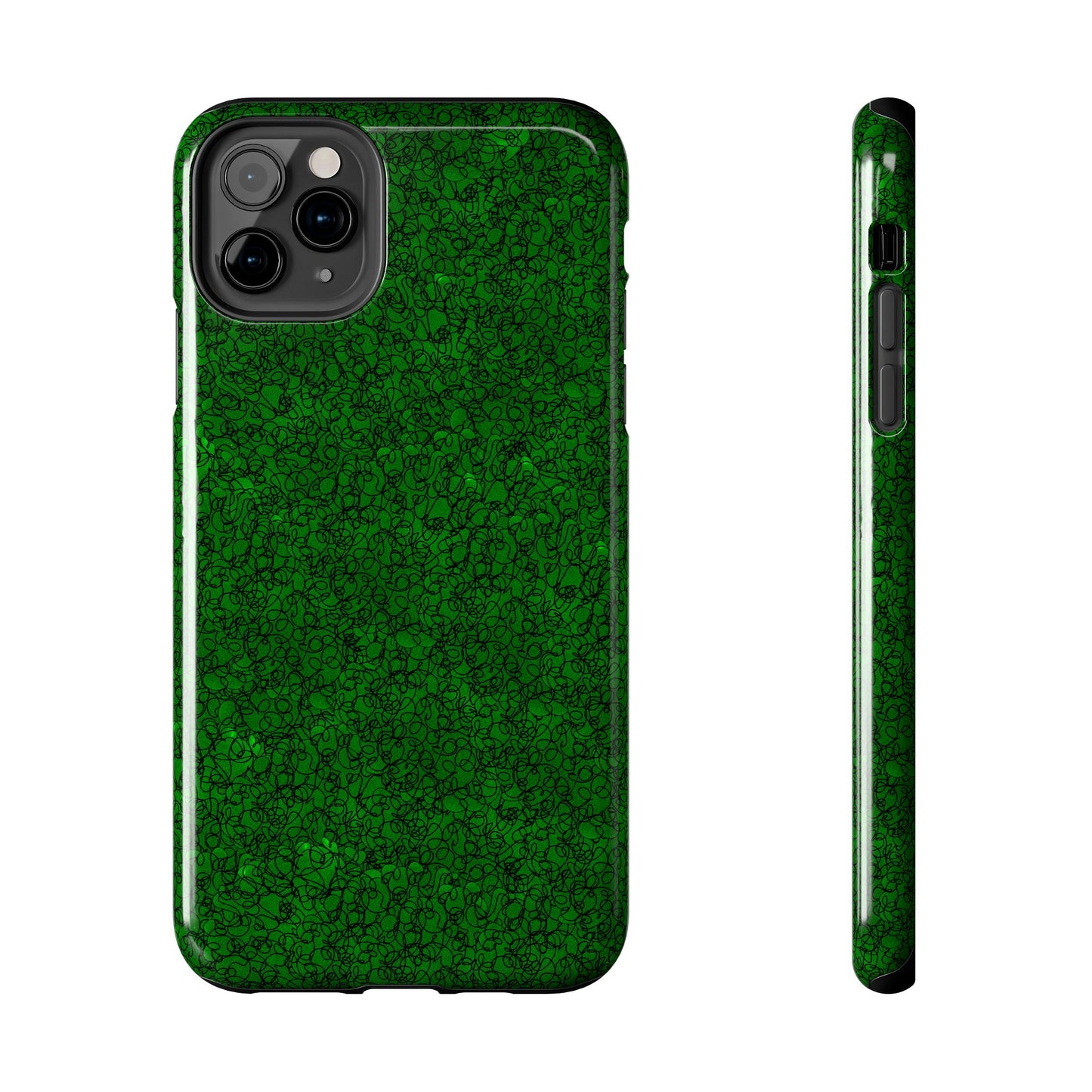Scribble Green / Black Phone Case