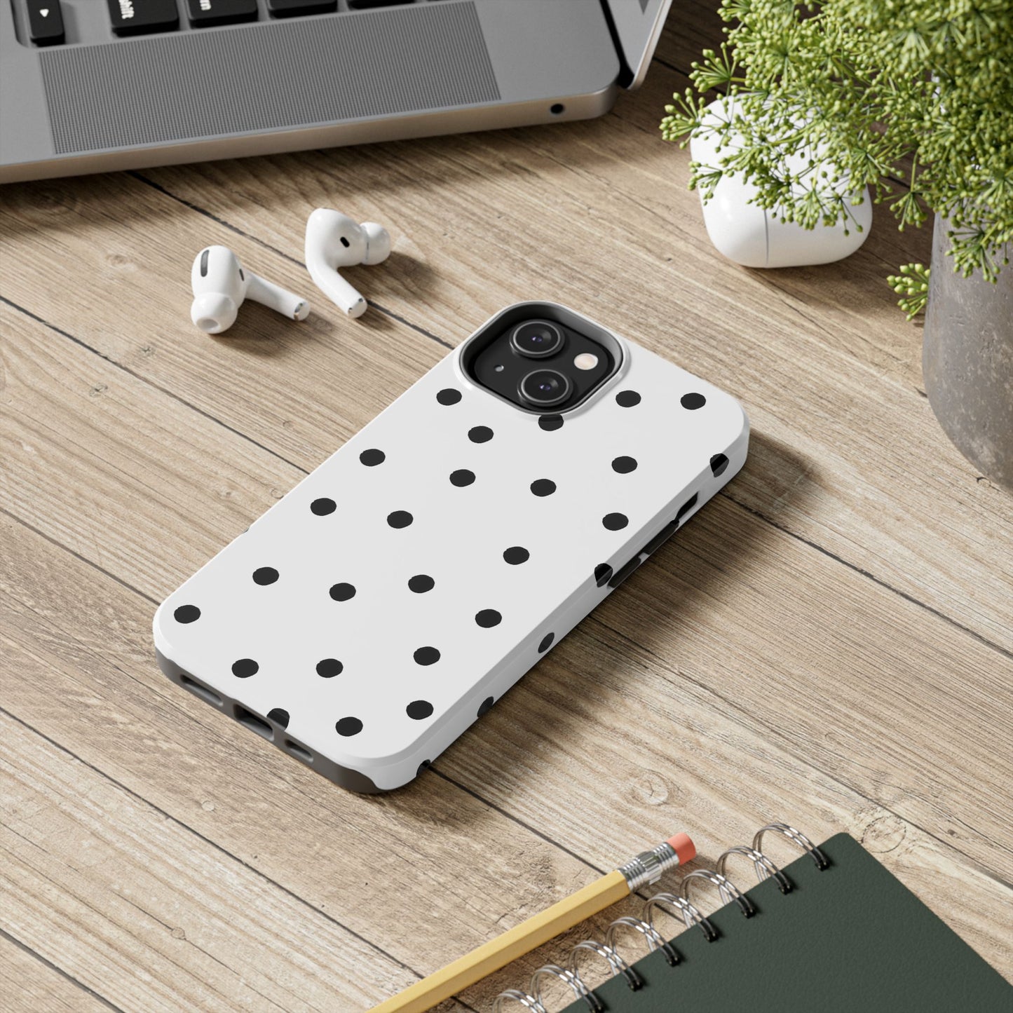 Space Dots White / Black Phone Case