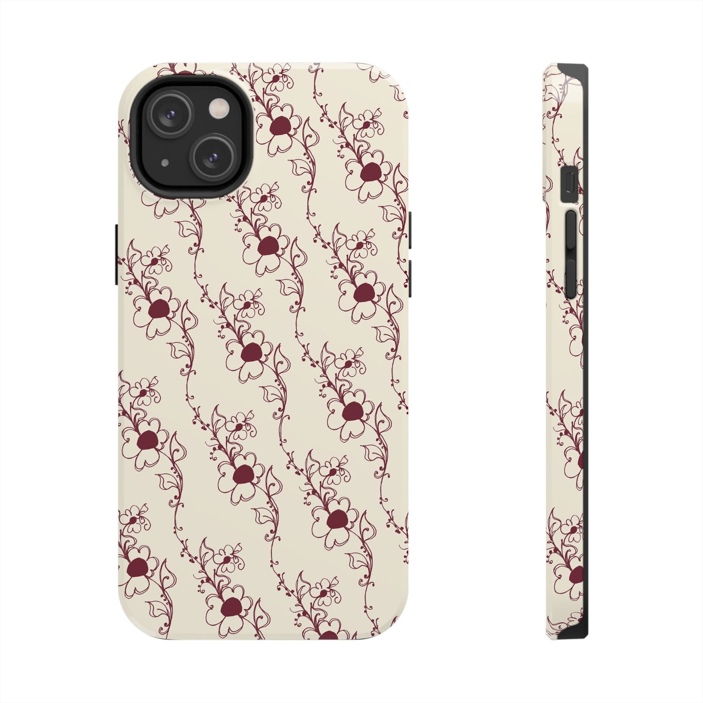 Diagonal Daisies Ivory / Red Phone Case