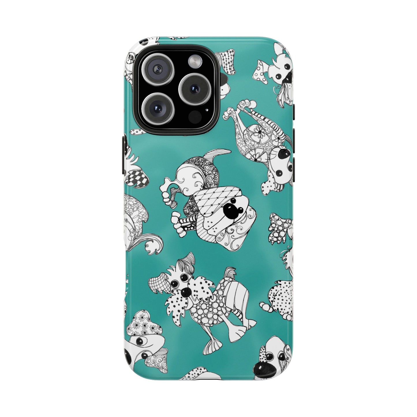 Doodle Dogs Turquoise Phone Case