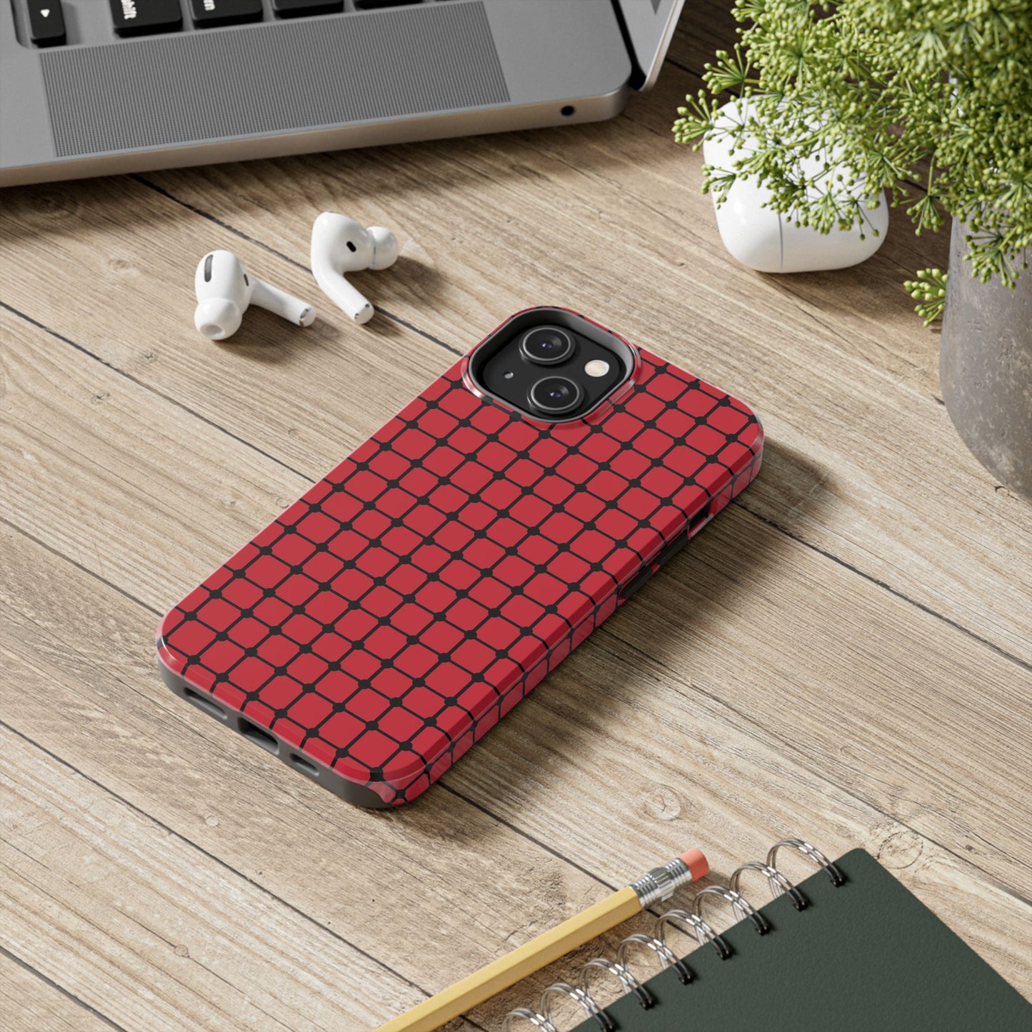 Dot Grid Red / Black Phone Case