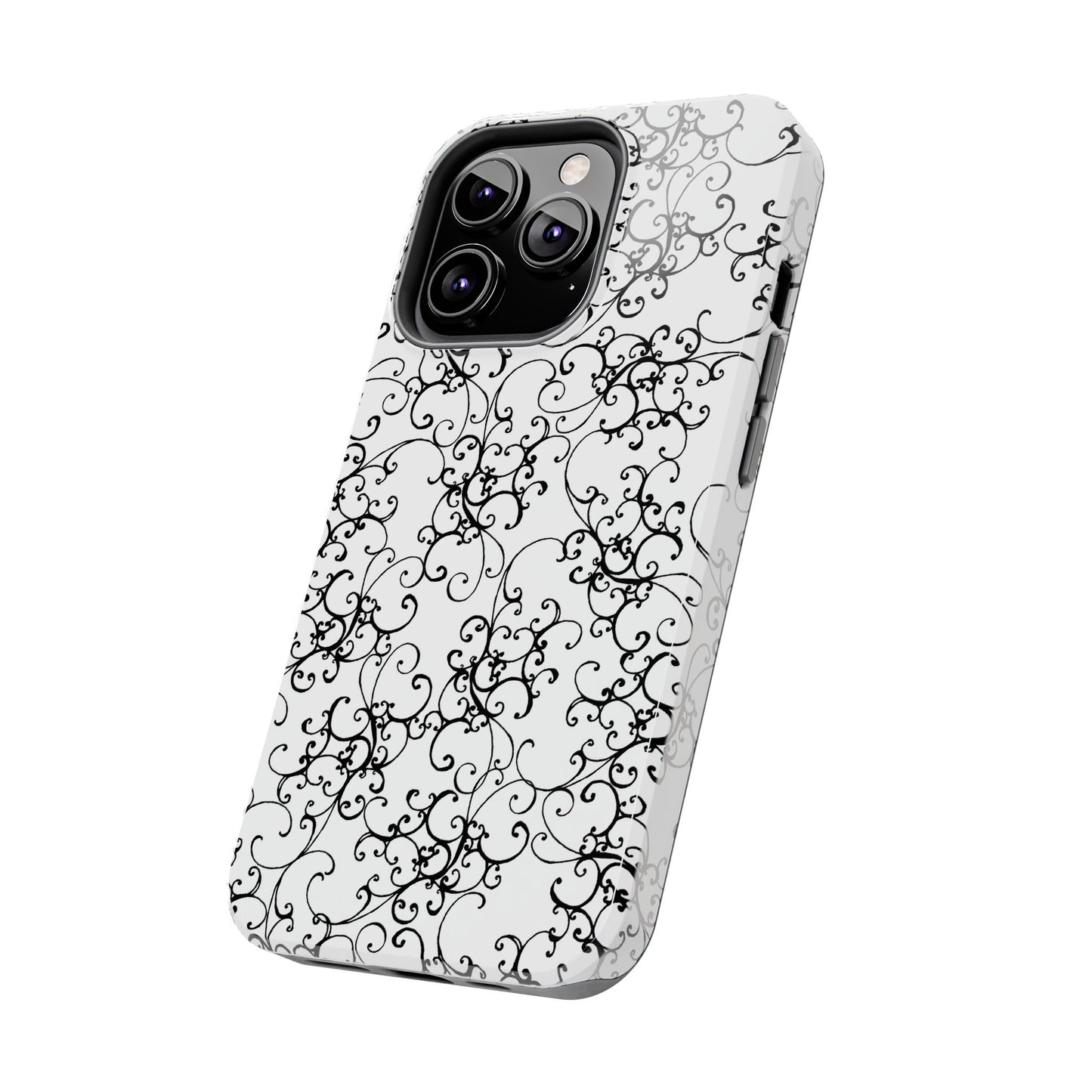 Elegant Scroll White / Black Phone Case
