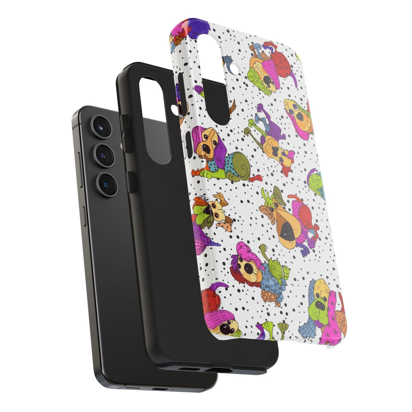 Tossed Happy Dogs White Phone Case