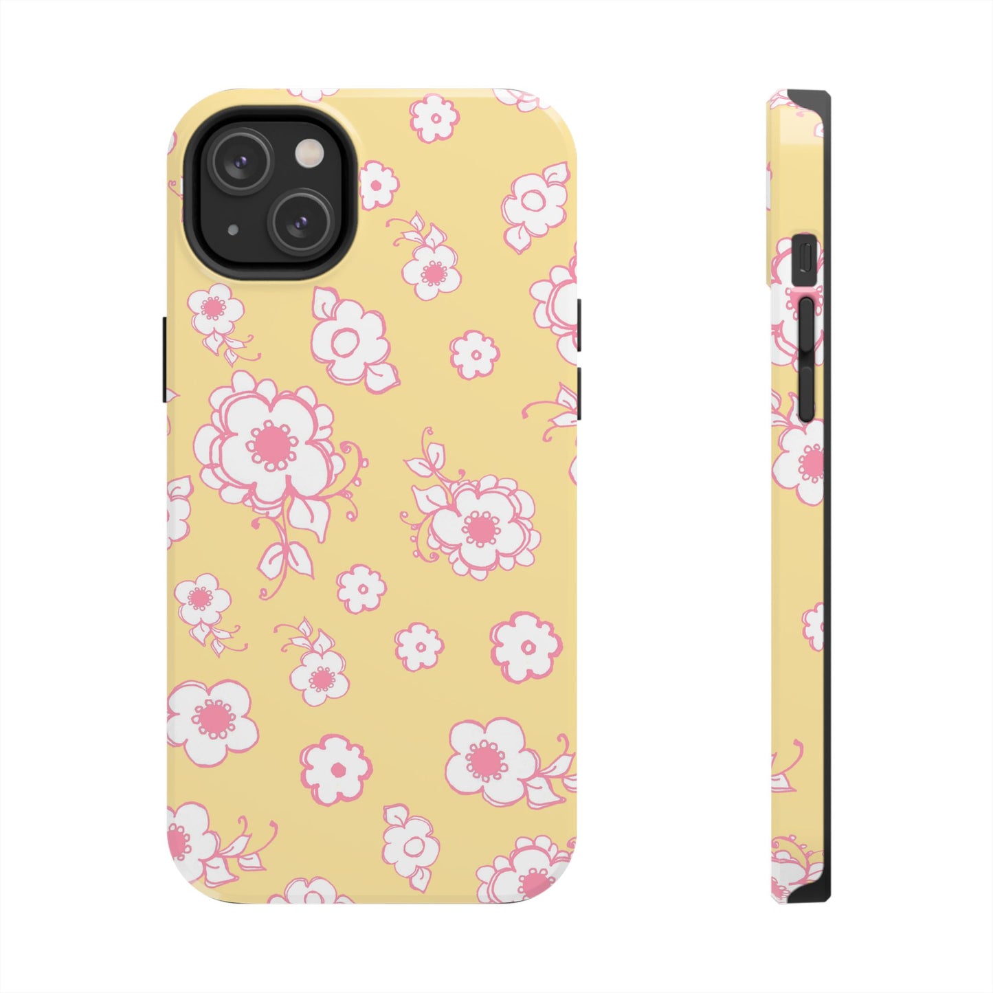 Pink Posies Yellow Phone Case