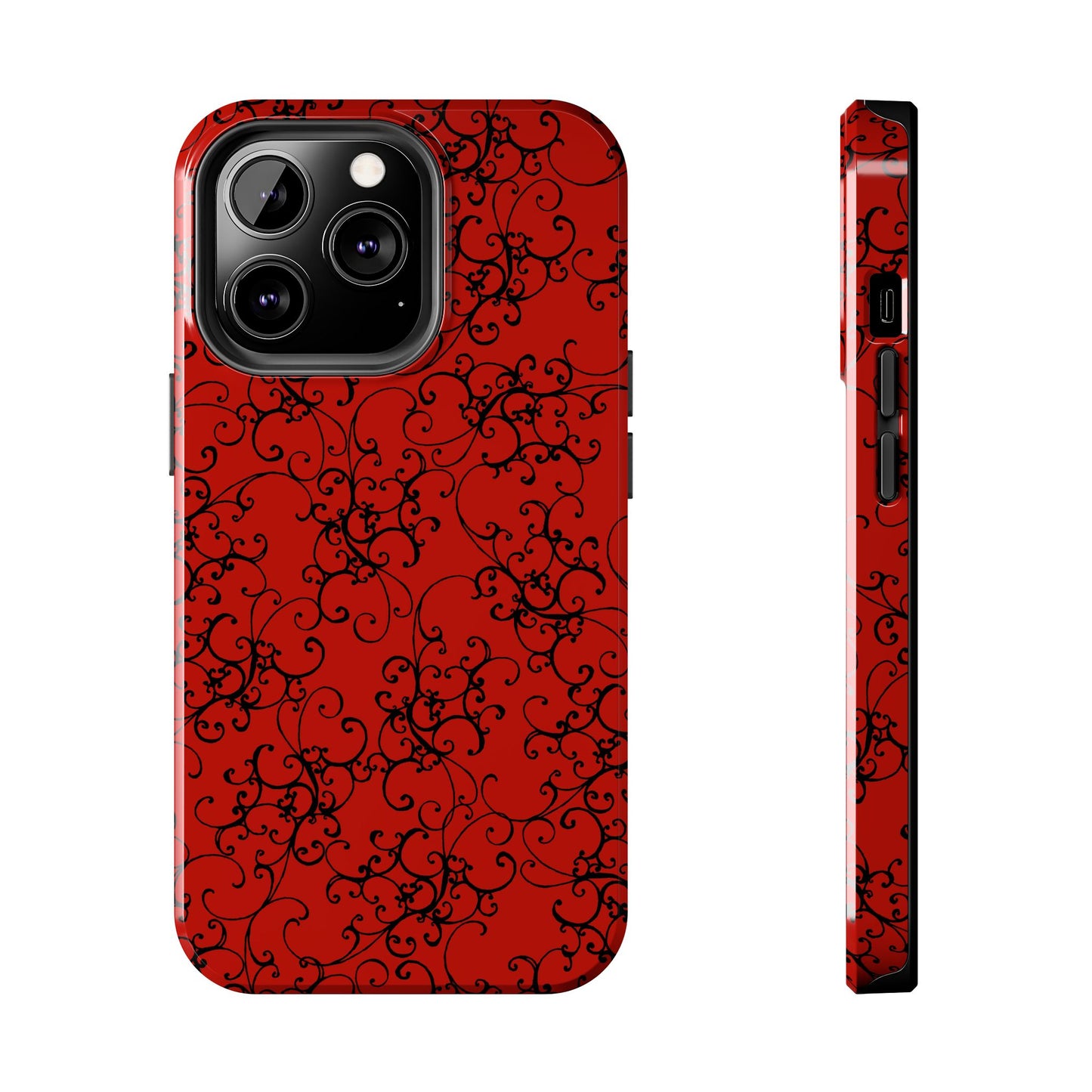 Elegant Scroll Red / Black Phone Case